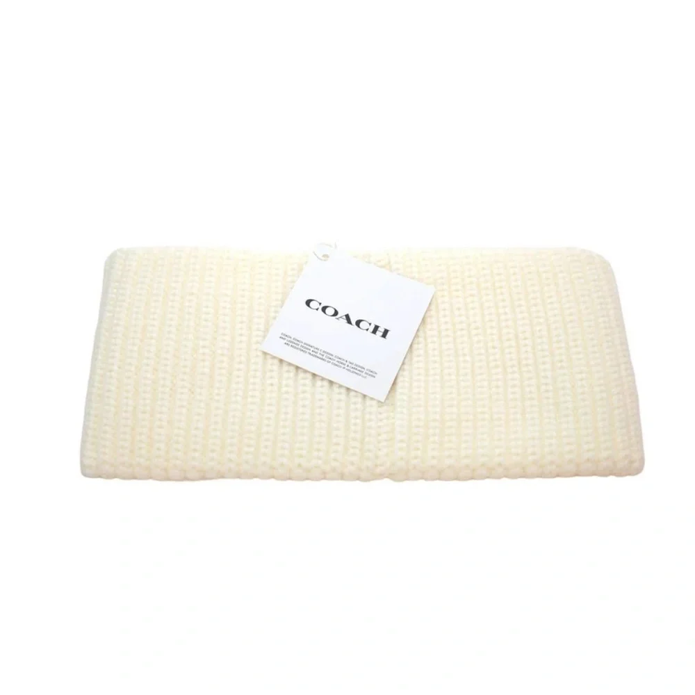 COACH Cable Knit Winter White Headband NWT